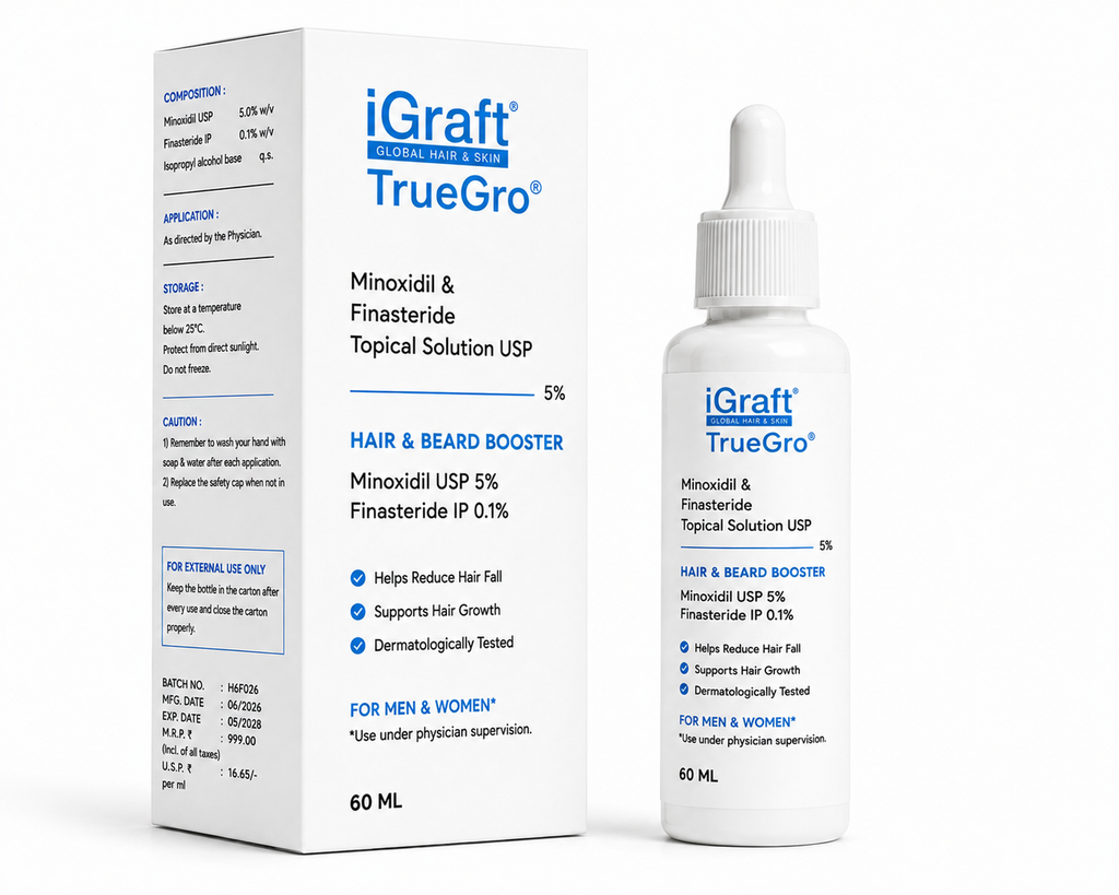 iGraft TrueGro Minoxidil 5% + Finasteride 0.1% | Hair Growth Solution 60ml