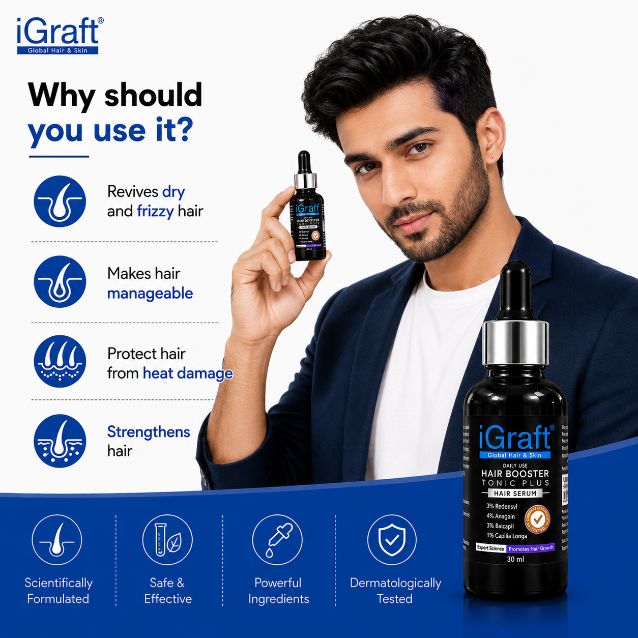iGraft Hair Booster Tonic Plus Hair Serum | Advanced Hair Growth Serum | 30ml