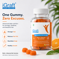 iGraft Biotin + Advanced Hair Gummies | Hair Strength, Hair Growth & Hair Fall Support | Orange Flavour | 30 Gummies
