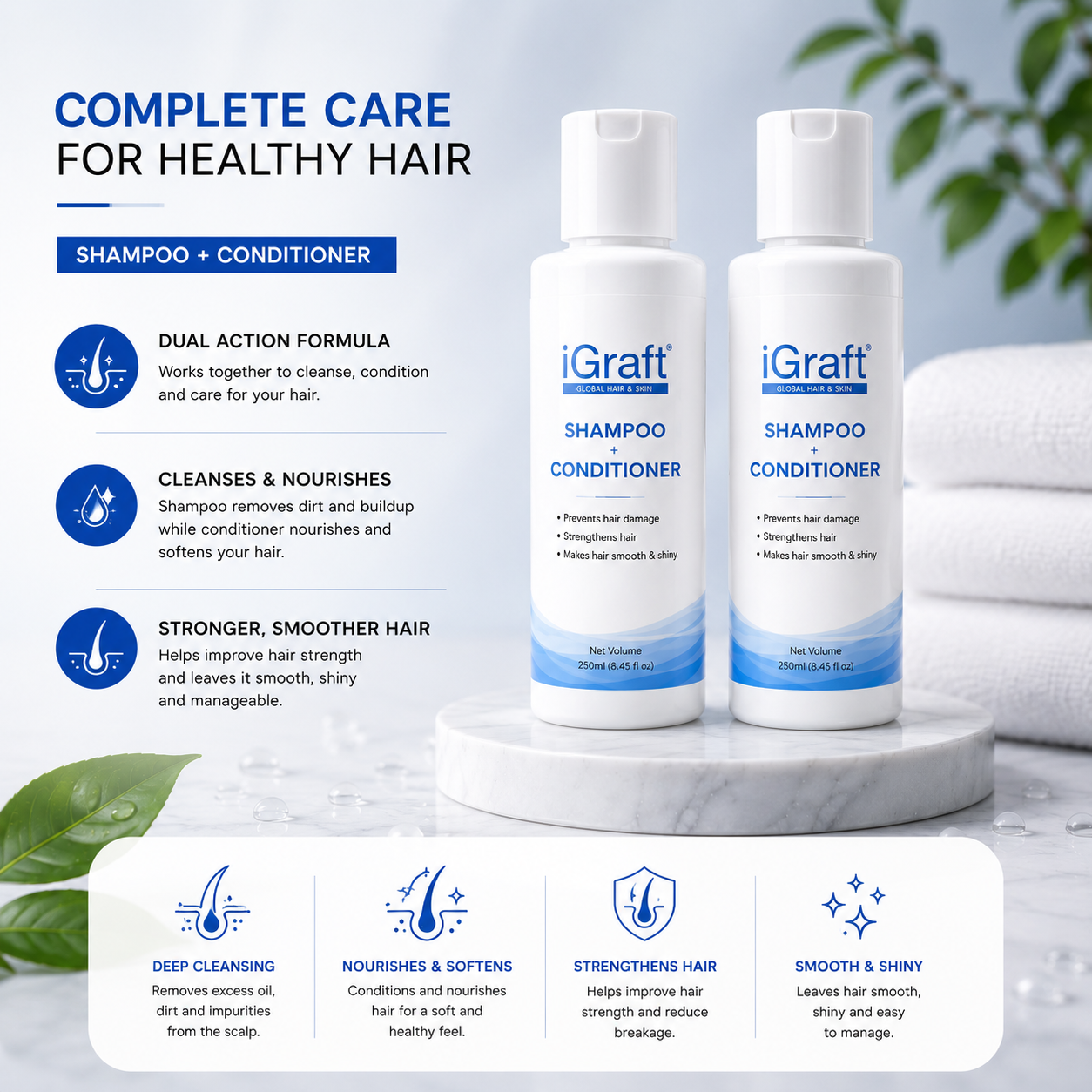 iGraft Shampoo + Conditioner | Daily Hair Care | 250 ml